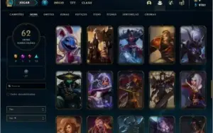 Conta prata 3 com 62 skins e 131 champs