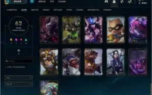 Conta prata 3 com 62 skins e 131 champs