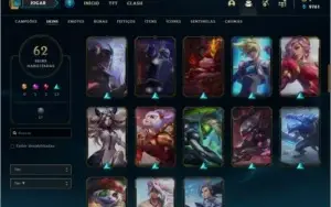 Conta prata 3 com 62 skins e 131 champs