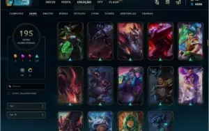 Conta LOL - 194 skins sendo 2 ult, 1 Mit, 4 Lend, 29 Epicas