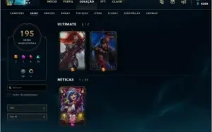 Conta LOL - 194 skins sendo 2 ult, 1 Mit, 4 Lend, 29 Epicas