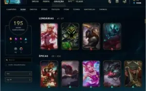 Conta LOL - 194 skins sendo 2 ult, 1 Mit, 4 Lend, 29 Epicas