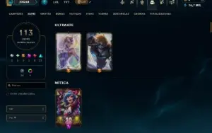 Ouro 4 com TODOS os Champs e 113 Skins ( MID / JG / TOP )