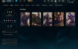Ouro 4 com TODOS os Champs e 113 Skins ( MID / JG / TOP )