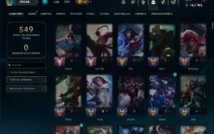 Ouro 4 com TODOS os Champs e 113 Skins ( MID / JG / TOP )