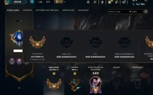 Ouro 4 com TODOS os Champs e 113 Skins ( MID / JG / TOP )