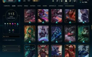 Ouro 4 com TODOS os Champs e 113 Skins ( MID / JG / TOP )