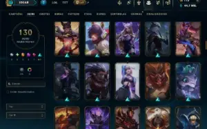 Unranked com 130 Champs e 130 Skins ( TOP / JG / MID )