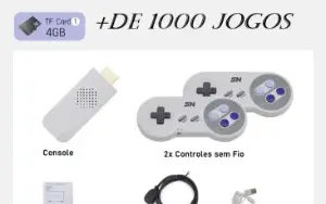 Super Nintendo 2 Controles Sem Fio com mais de 1500 Jogos 