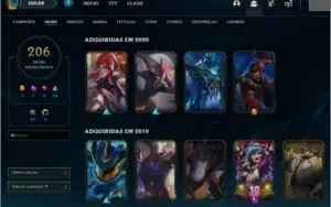 Conta lol lvl 261(todas ultimates,+200) quase todos campeões