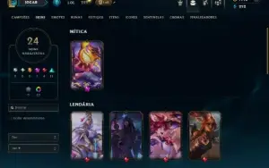Platina 4 com 60 Champs e 24 Skins +1700 RP