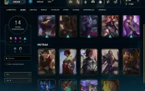 Ouro 4 com 50 Champs e 14 Skins + 1 Fragmento