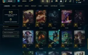Ouro 4 com 50 Champs e 14 Skins + 1 Fragmento