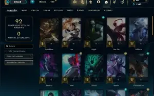 Ouro 4 com 50 Champs e 14 Skins + 1 Fragmento