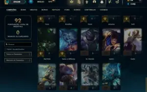 Ouro 4 com 50 Champs e 14 Skins + 1 Fragmento