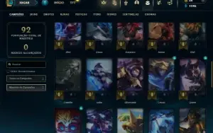 Ouro 4 com 50 Champs e 14 Skins + 1 Fragmento