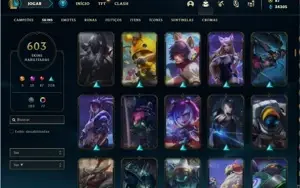 Conta Platina 4 com TODOS os champs e 603 Skins + 81 Cromas