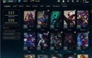 Conta Platina 4 com TODOS os champs e 603 Skins + 81 Cromas