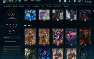Conta Platina 4 com TODOS os champs e 603 Skins + 81 Cromas