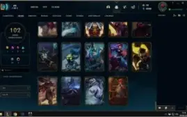 Conta League 102 skins inclui: kayle juíza e sentinela riot.