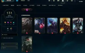 conta lol 2016, lvl 450, esmeralda 2, 130+ skins, all champs