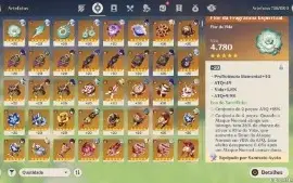 Conta Genshin AR 56, 12 personagens 5 estrelas, 3 armas 5