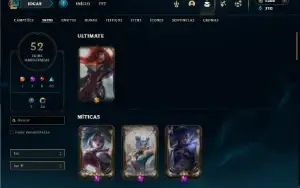 Platina 1 com 70 Champs e 52 Skins + 3 Prestigios + RP