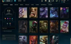Platina 1 com 70 Champs e 52 Skins + 3 Prestigios + RP