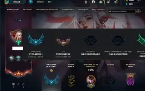 Platina 1 com 70 Champs e 52 Skins + 3 Prestigios + RP