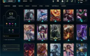 Platina 1 com 70 Champs e 52 Skins + 3 Prestigios + RP