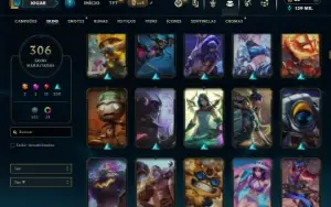 Prata 4 com TODOS os champs e 306 Skins ( ADC / JG )