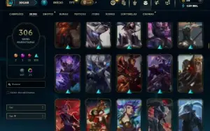 Prata 4 com TODOS os champs e 306 Skins ( ADC / JG )
