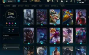 Prata 4 com TODOS os champs e 306 Skins ( ADC / JG )