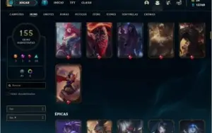 Conta ouro 1 com TODOS os champs e 155 skins