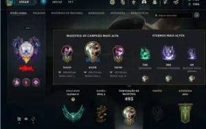 Conta lol lvl 425, honra 2, 1101 de rp, emote de mestre.