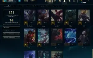 Platina 4 com 65 Champs e 27 Skins + 6 Vitoriosas