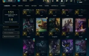 Platina 4 com 65 Champs e 27 Skins + 6 Vitoriosas