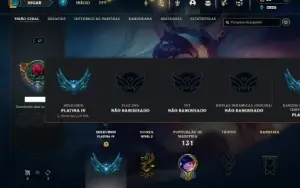 Platina 4 com 65 Champs e 27 Skins + 6 Vitoriosas