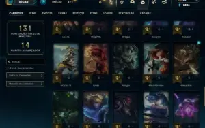Platina 4 com 65 Champs e 27 Skins + 6 Vitoriosas