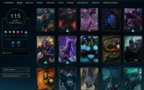 Conta unranked, 167 champs, 115 skins/antigo elo emerald III
