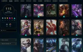 Conta unranked, 167 champs, 115 skins/antigo elo emerald III