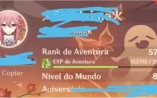 Conta genshin impact ar 57 11 personagens t5*