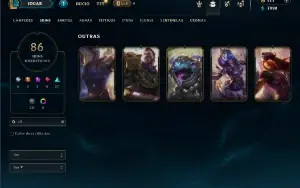 Prata 4 com TODOS os champs e 86 Skins ( ADC / SUP )