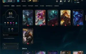 Prata 4 com TODOS os champs e 86 Skins ( ADC / SUP )