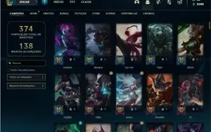 Conta unranked com TODOS os champs e 148 Skin + 100 Espolios