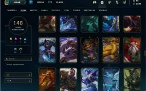 Conta unranked com TODOS os champs e 148 Skin + 100 Espolios