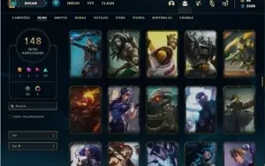 Conta unranked com TODOS os champs e 148 Skin + 100 Espolios