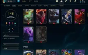 Conta unranked com TODOS os champs e 148 Skin + 100 Espolios