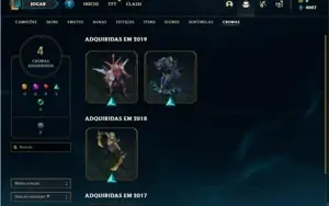 Conta ouro 3 com 100 Champs e 61 Skins + 600k de Katarina