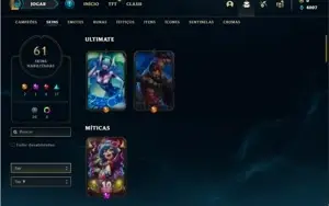 Conta ouro 3 com 100 Champs e 61 Skins + 600k de Katarina